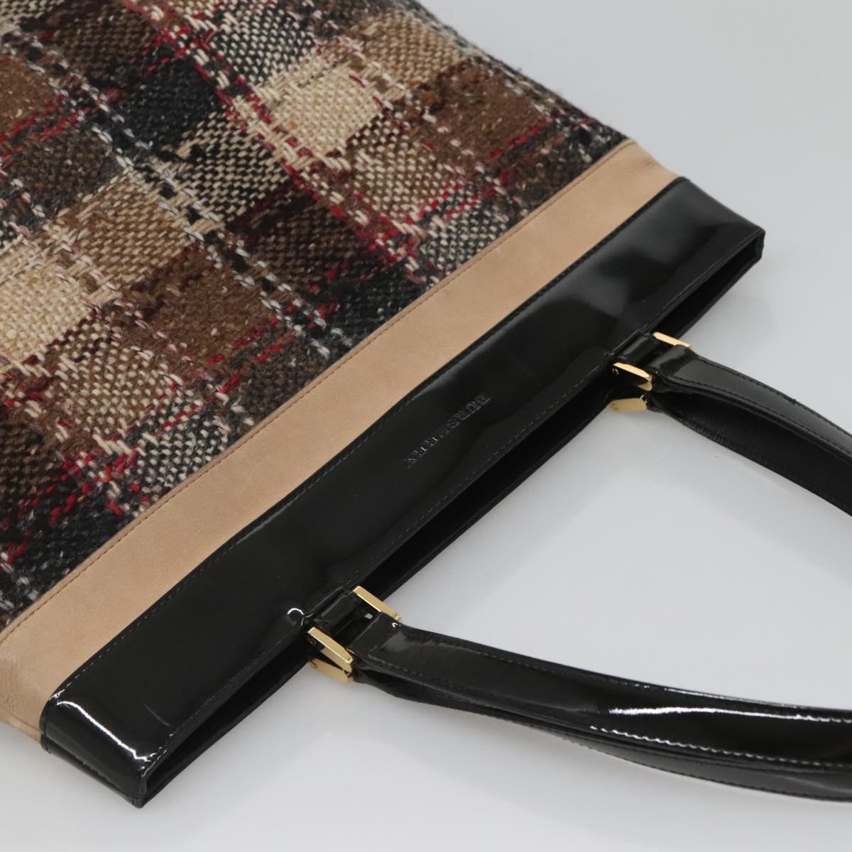 BURBERRY Nova Check Tote Bag Wool Beige Gold Auth 122167