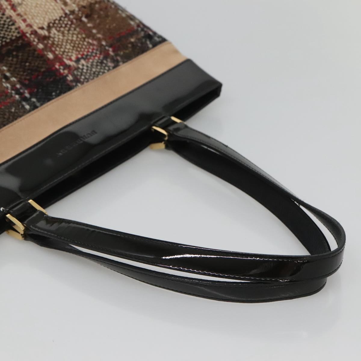 BURBERRY Nova Check Tote Bag Wool Beige Gold Auth 122167