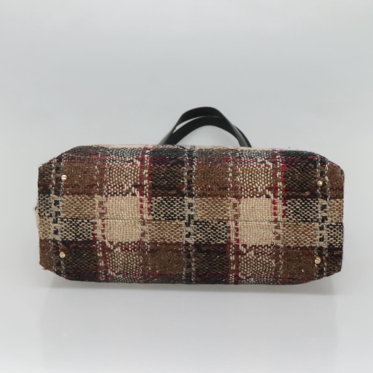 BURBERRY Nova Check Tote Bag Wool Beige Gold Auth 122167