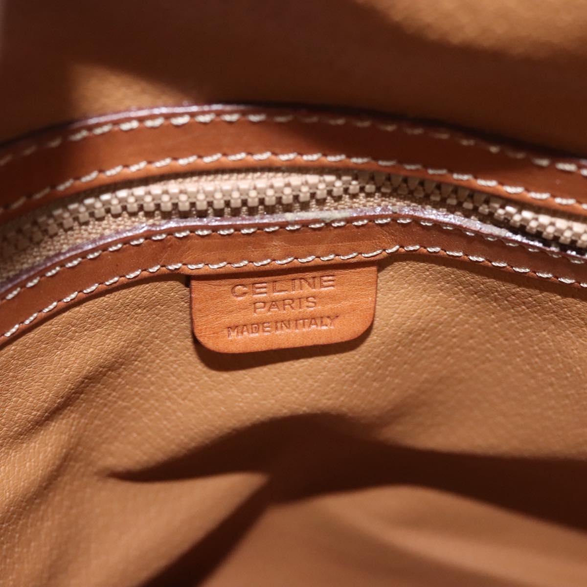 CELINE Macadam Canvas Hand Bag PVC Leather Brown Gold Auth 122168