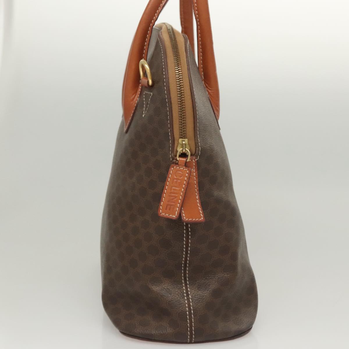 CELINE Macadam Canvas Hand Bag PVC Leather Brown Gold Auth 122168