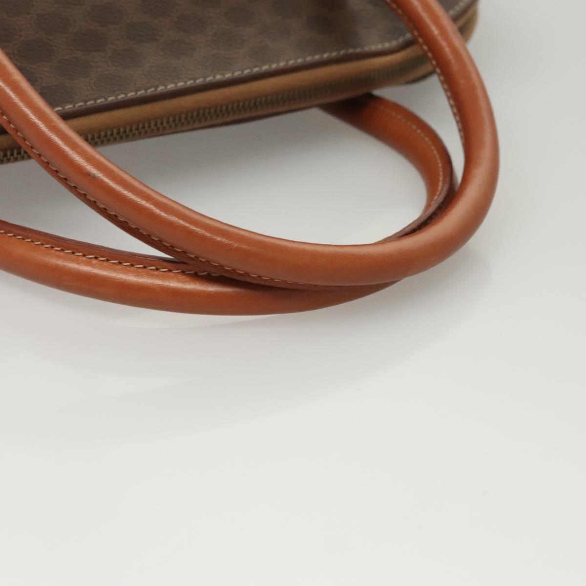 CELINE Macadam Canvas Hand Bag PVC Leather Brown Gold Auth 122168