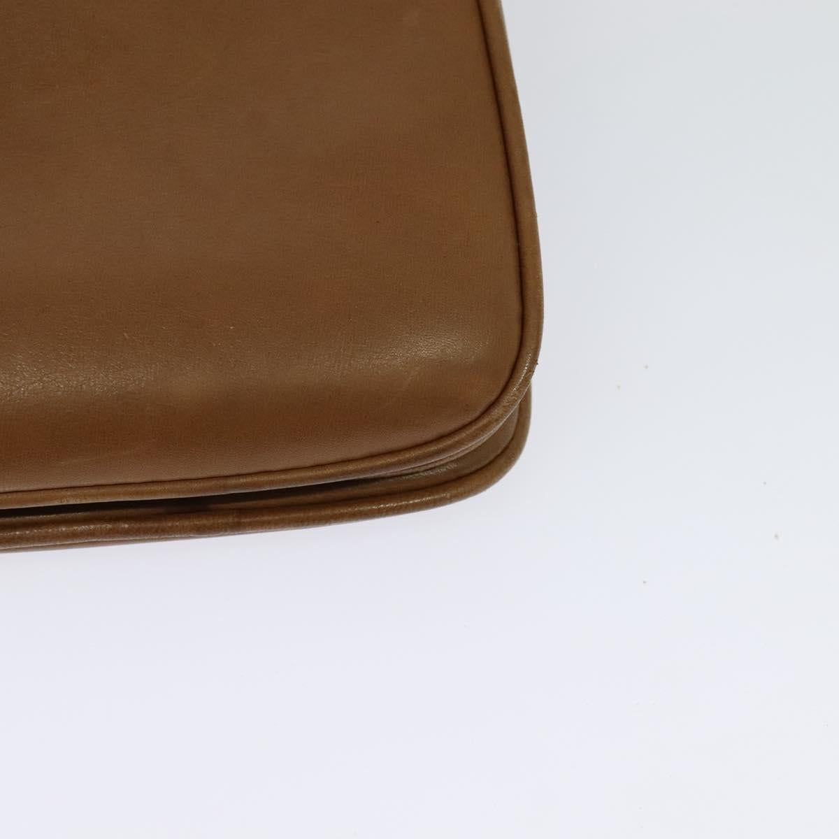 GUCCI Shoulder Bag Leather Brown Gold Auth 122171