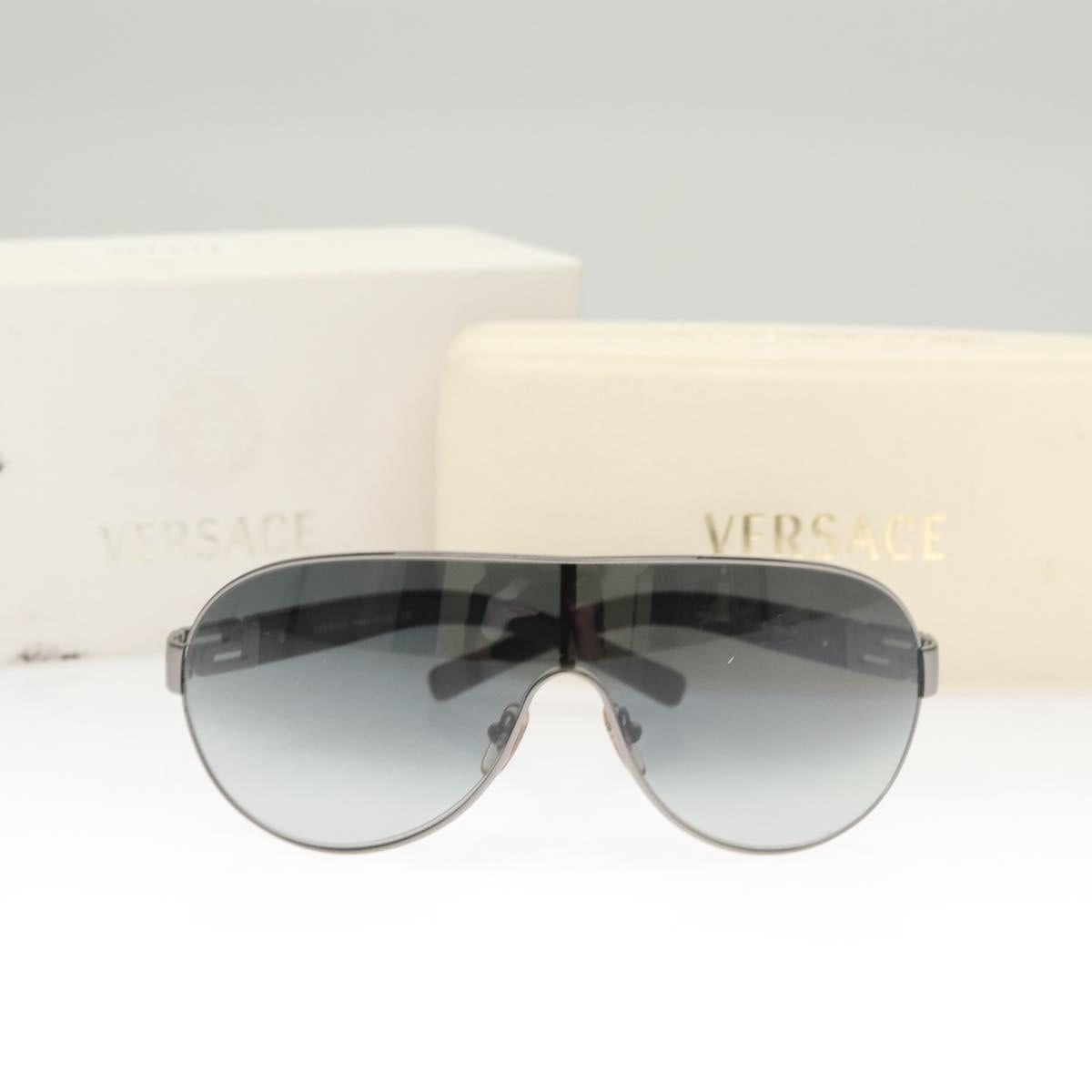 VERSACE Sunglasses metal Black Auth 122190