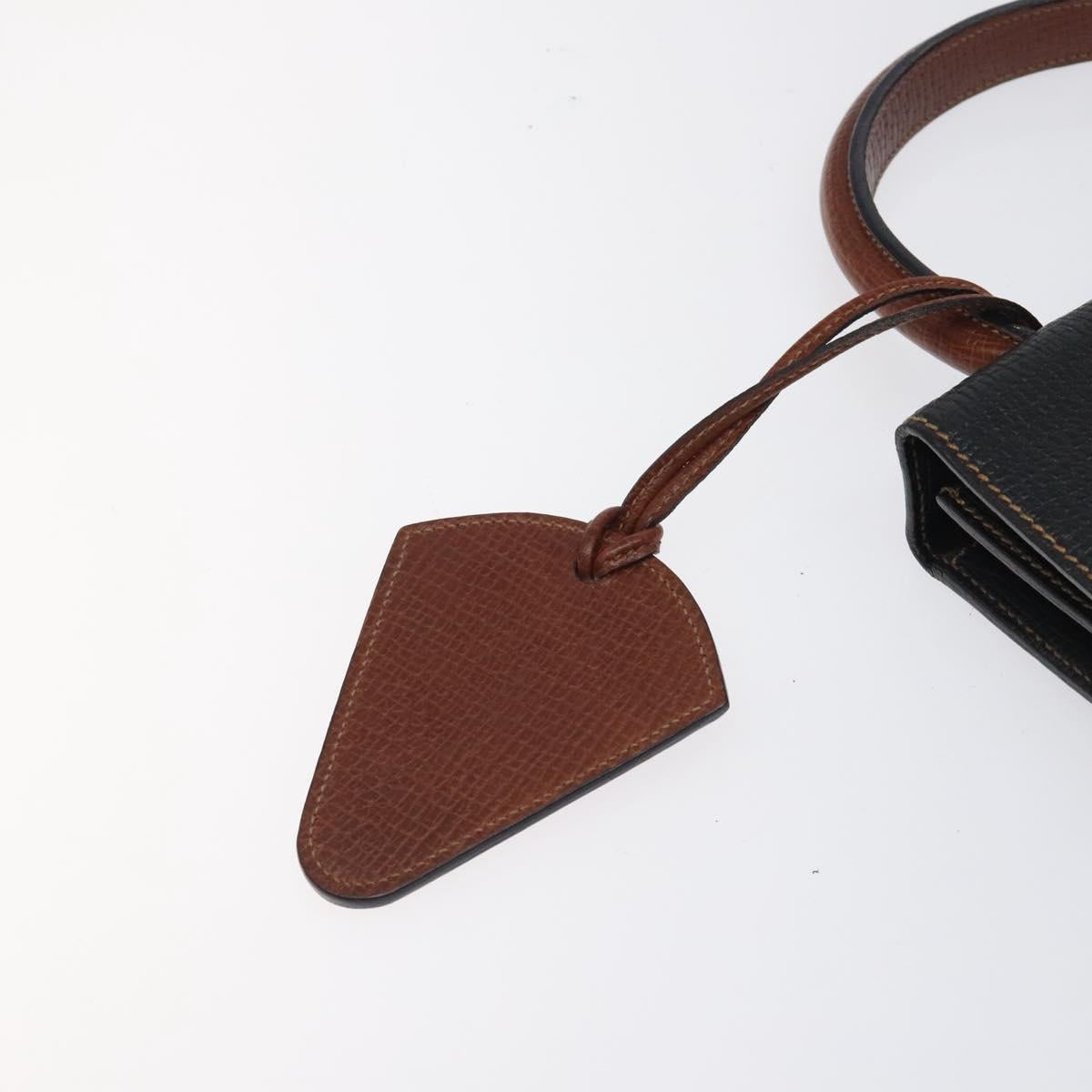 LOEWE Barcelona Hand Bag Leather Black Gold Auth 122193