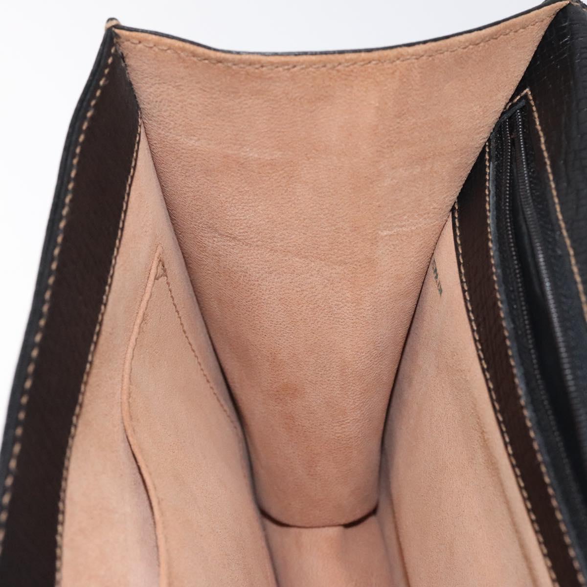 LOEWE Barcelona Hand Bag Leather Black Gold Auth 122193