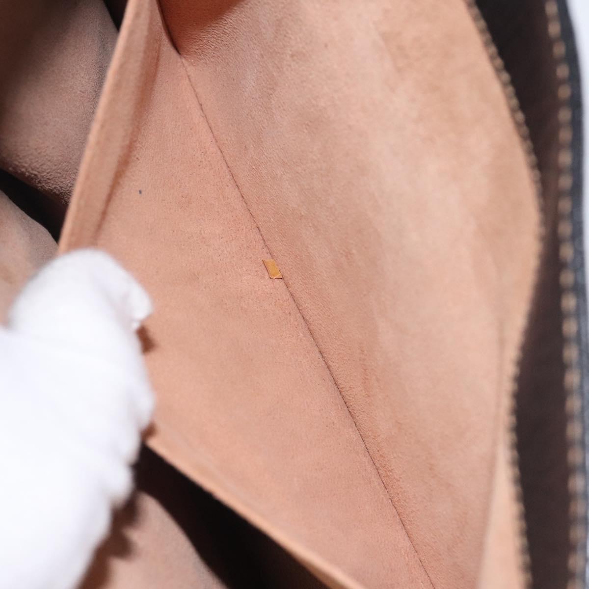 LOEWE Barcelona Hand Bag Leather Black Gold Auth 122193