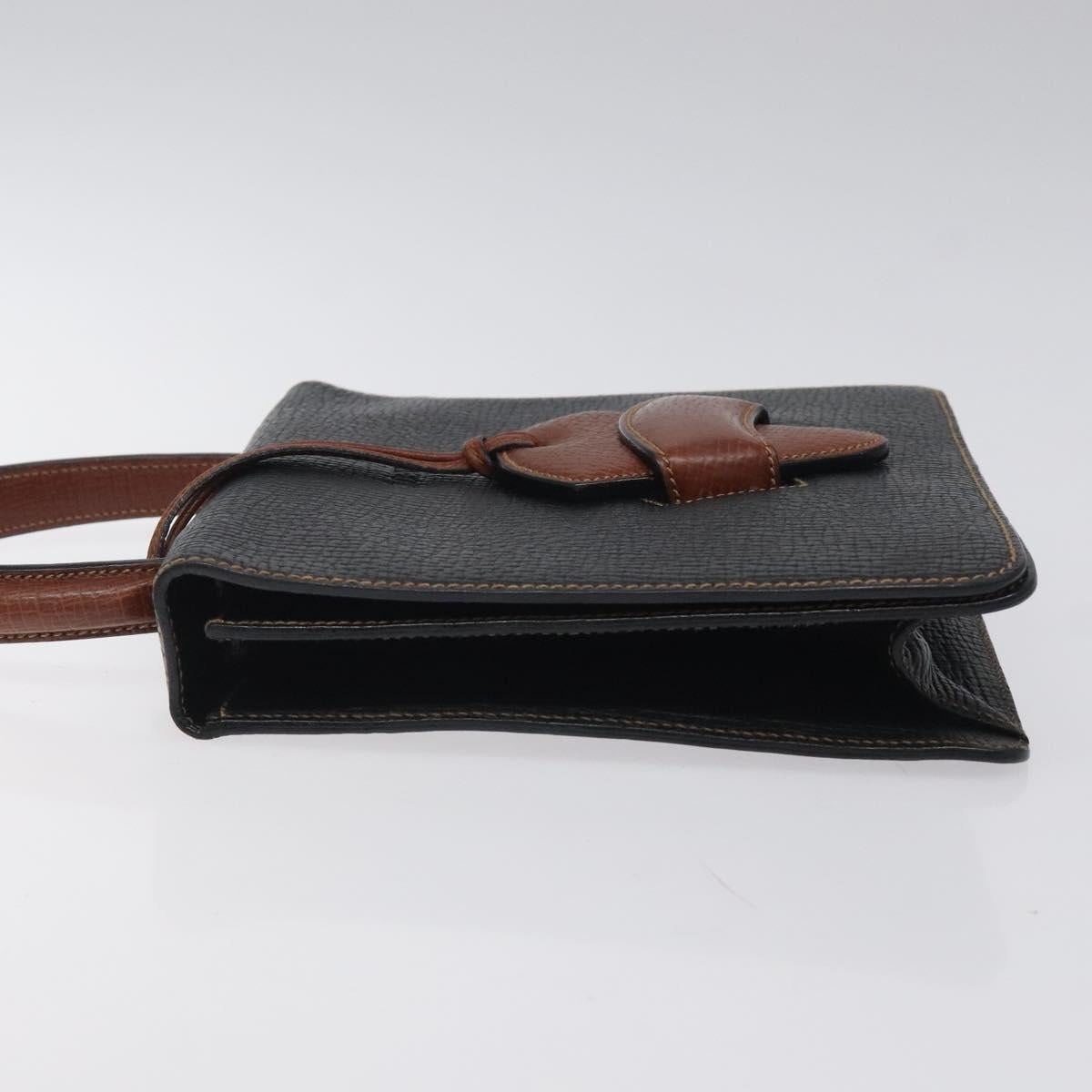 LOEWE Barcelona Hand Bag Leather Black Gold Auth 122193