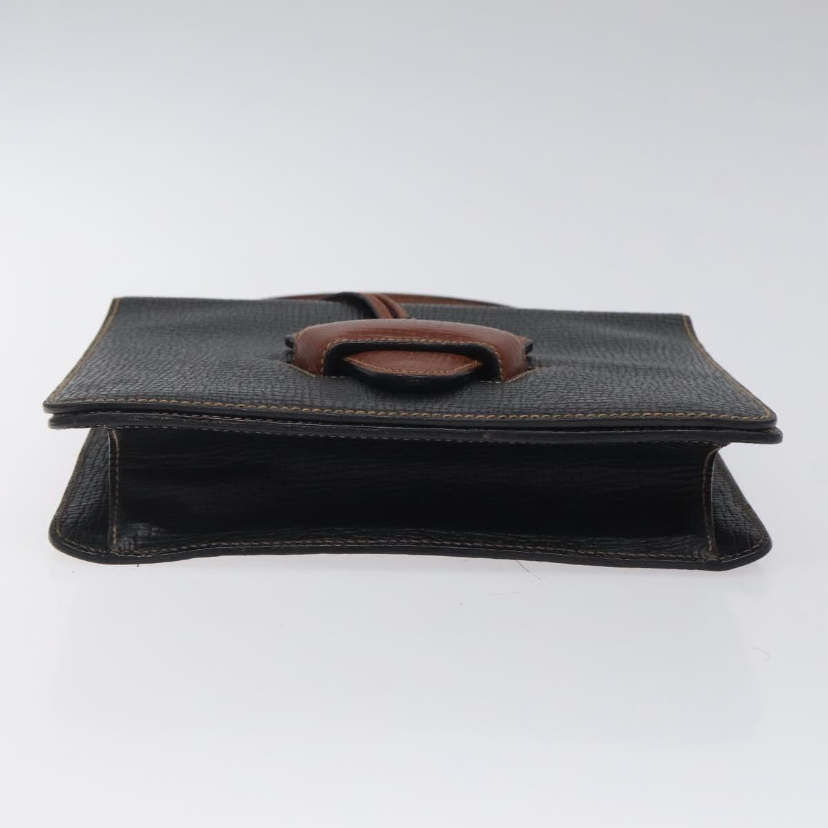 LOEWE Barcelona Hand Bag Leather Black Gold Auth 122193