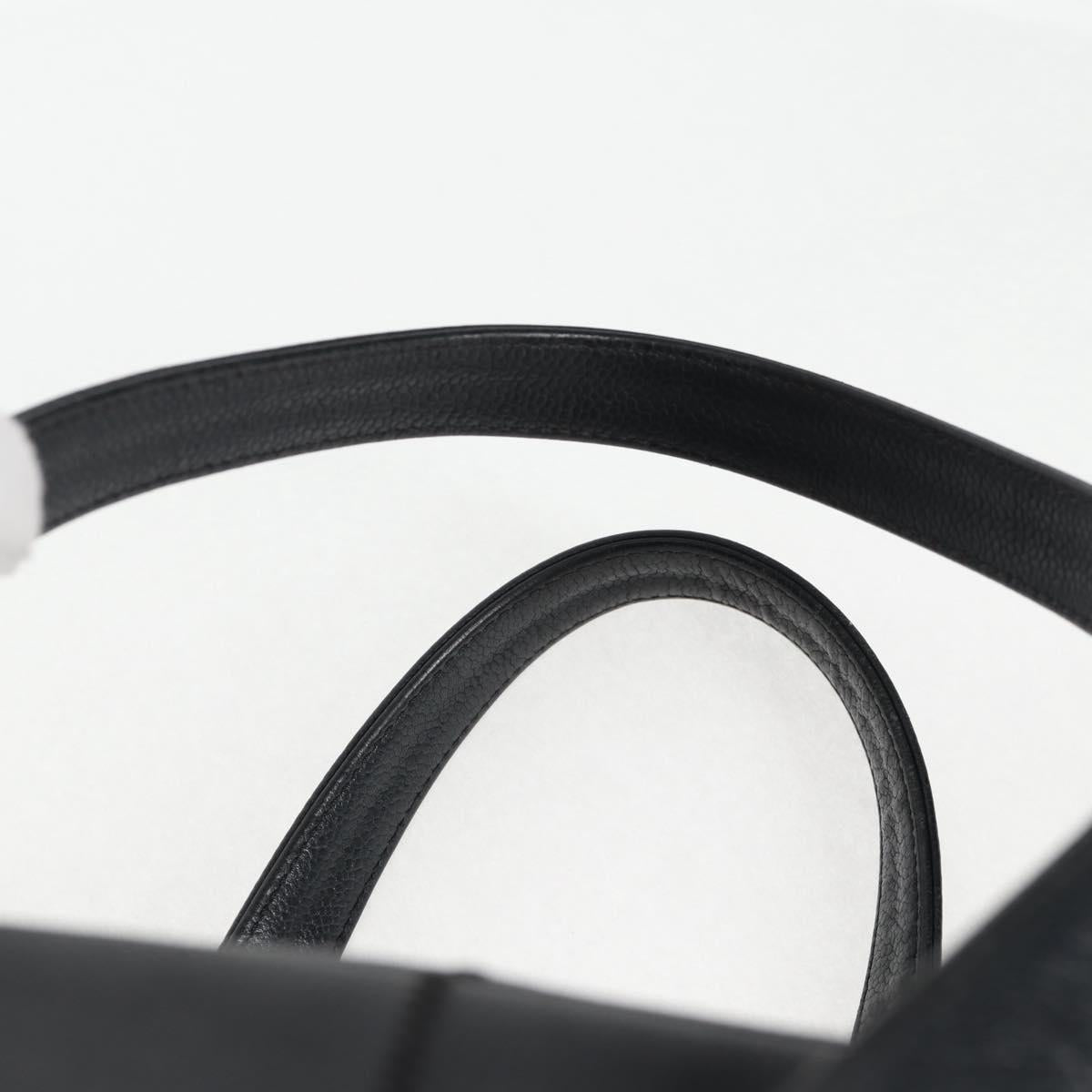 CHANEL Choco Bar Hand Bag Caviar Skin Black Silver gold CC Auth 122199