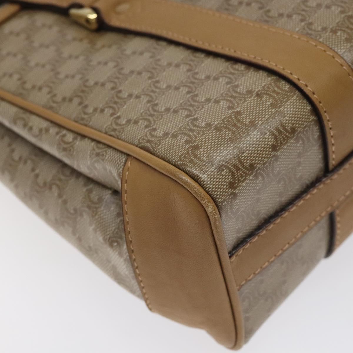 CELINE Macadam Canvas Hand Bag Beige Gold Auth 122202