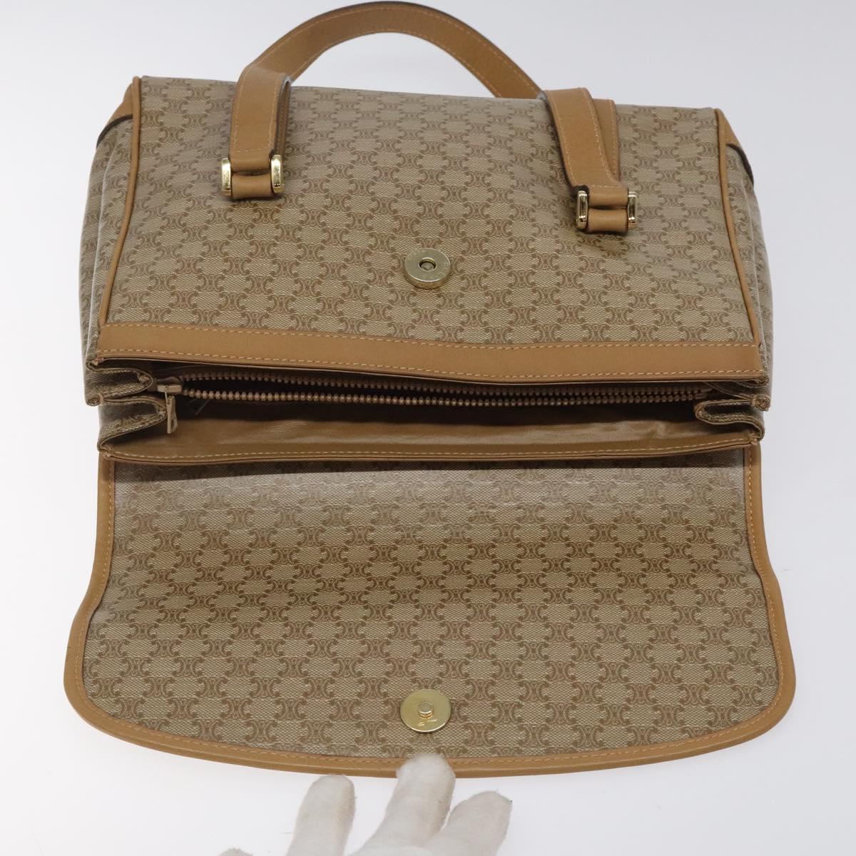 CELINE Macadam Canvas Hand Bag Beige Gold Auth 122202