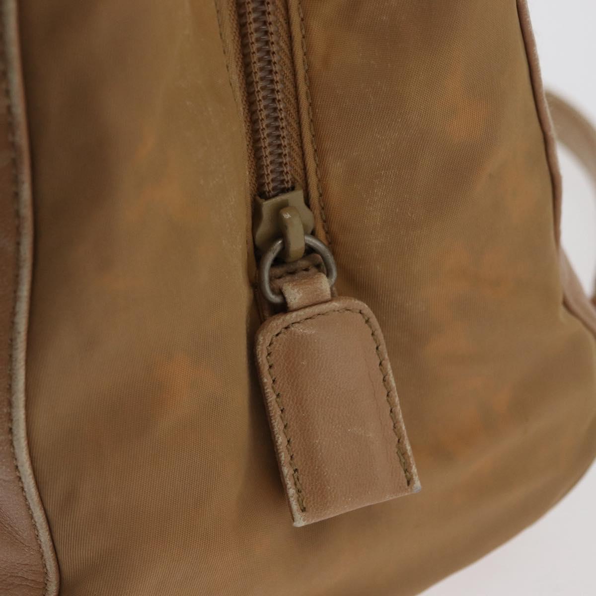 PRADA Chain Shoulder Bag Leather Beige Gold Auth 122203