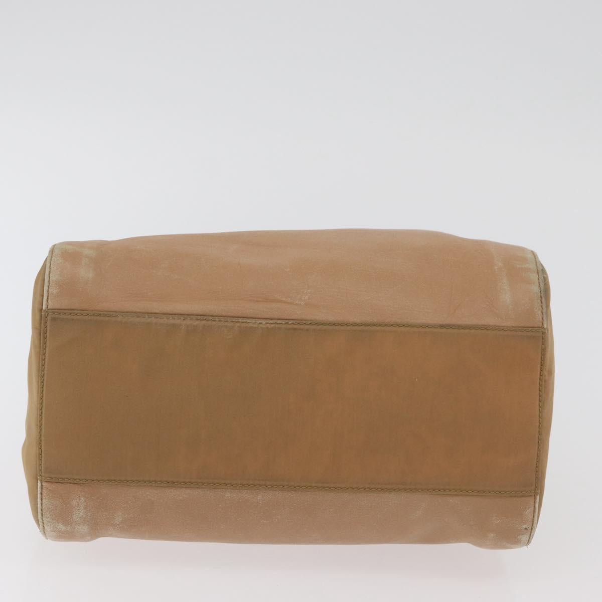 PRADA Chain Shoulder Bag Leather Beige Gold Auth 122203