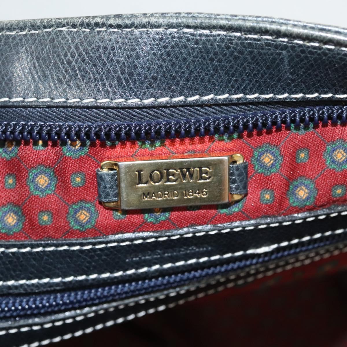 LOEWE Anagram Tote Bag Leather Khaki Gold Auth 122221