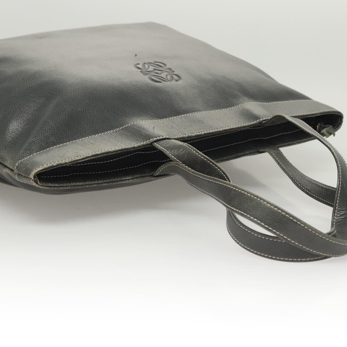 LOEWE Anagram Tote Bag Leather Khaki Gold Auth 122221