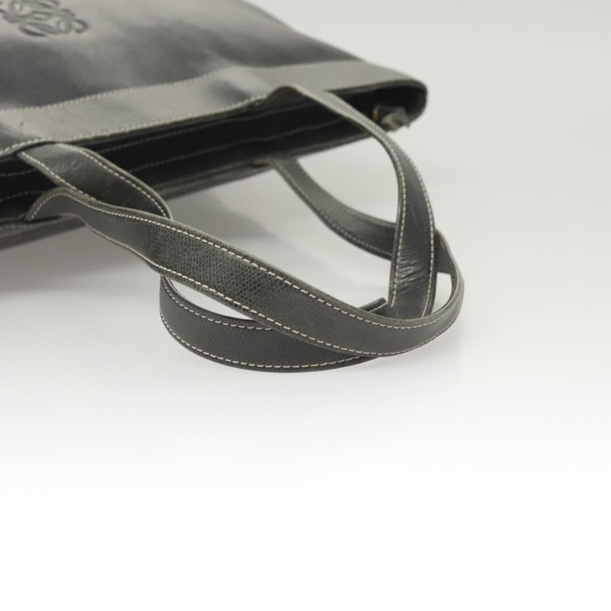 LOEWE Anagram Tote Bag Leather Khaki Gold Auth 122221