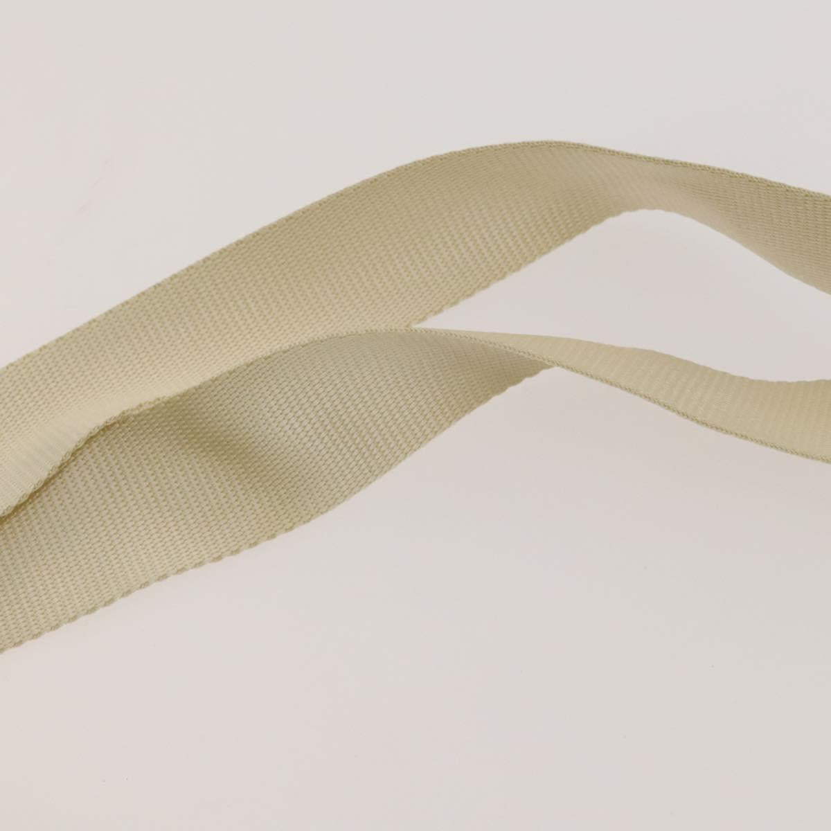 PRADA Shoulder Bag Nylon Cream Silver Auth 122252