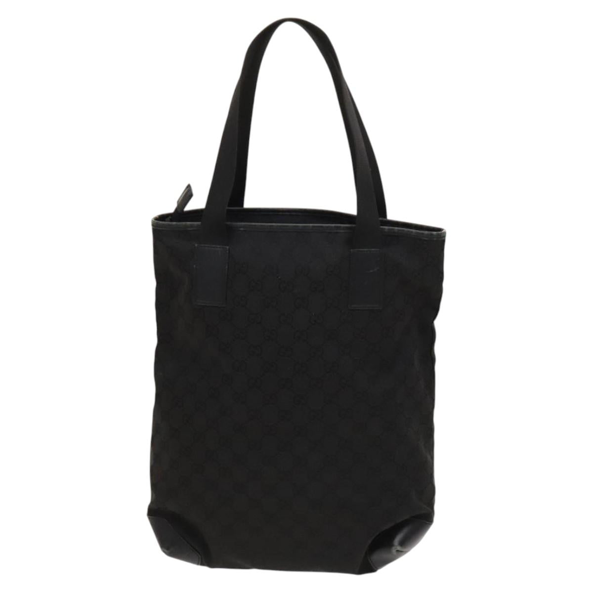 GUCCI GG Canvas Tote Bag Black Silver 28892 Auth 122266