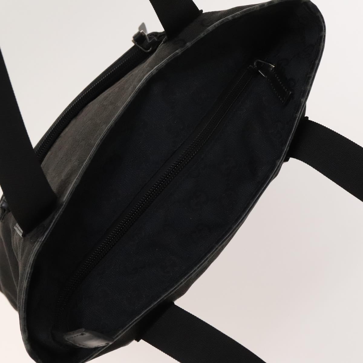 GUCCI GG Canvas Tote Bag Black Silver 28892 Auth 122266