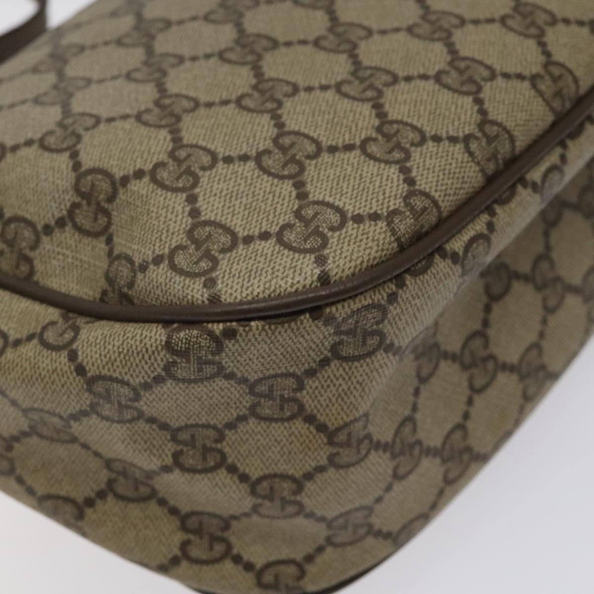 GUCCI GG Supreme Web Sherry Line Bag PVC Beige Gold 89 02 032 Auth 122271