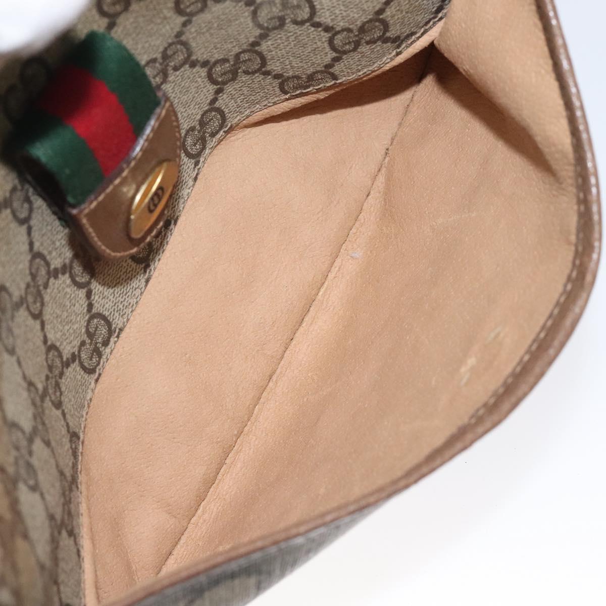 GUCCI GG Supreme Web Sherry Line Bag PVC Beige Gold 89 02 032 Auth 122271