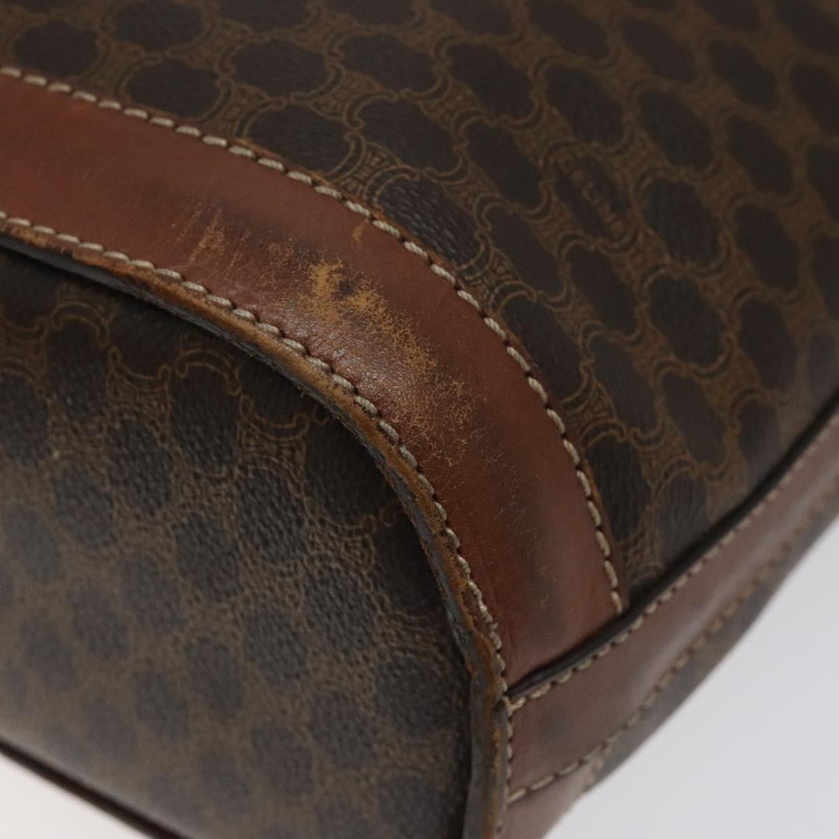 CELINE Macadam Canvas Hand Bag PVC Leather Brown Gold Auth 122273