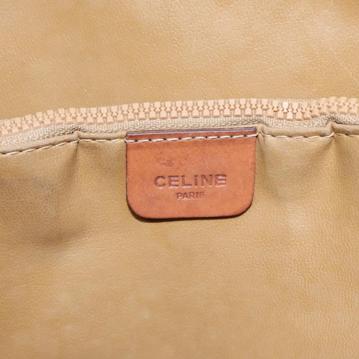CELINE Macadam Canvas Hand Bag PVC Leather Brown Gold Auth 122273