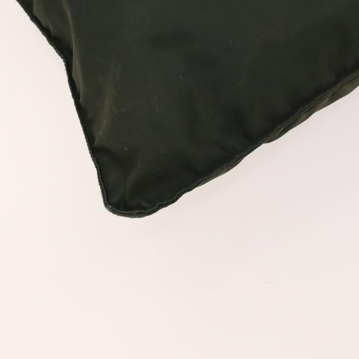 PRADA Shoulder Bag Nylon Khaki Silver Auth 122277