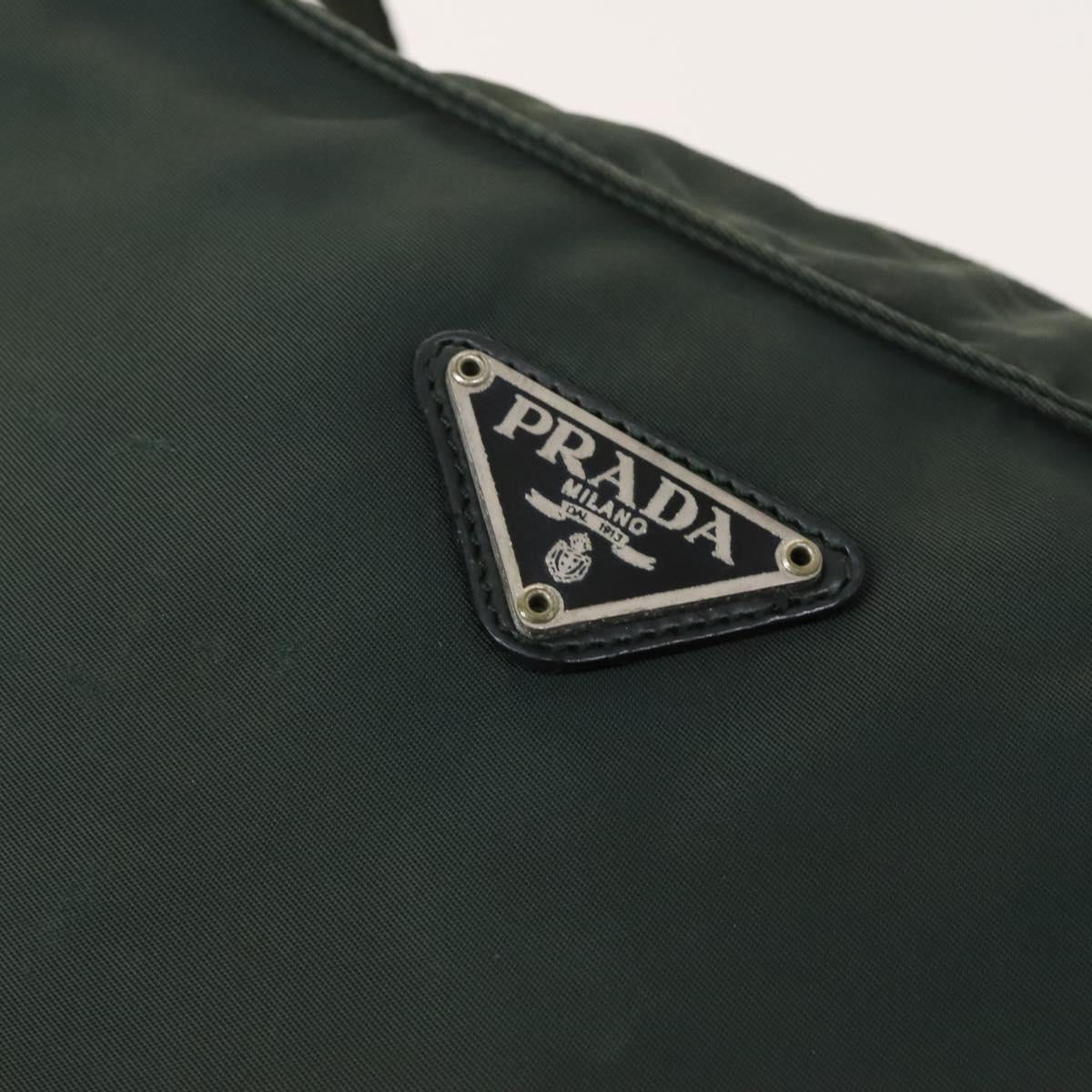 PRADA Shoulder Bag Nylon Khaki Silver Auth 122277