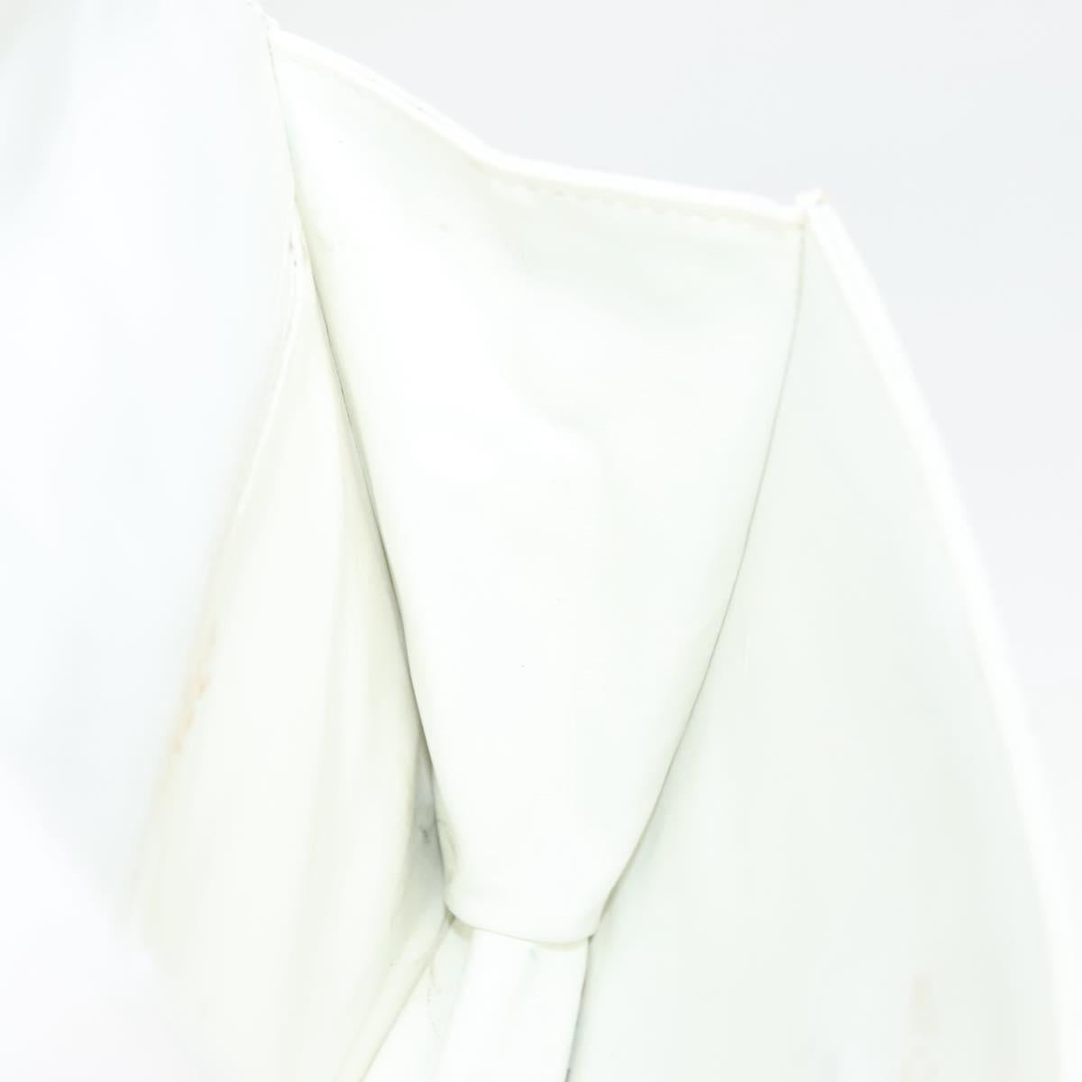 CHANEL Matelasse COCO Mark Chain Bag Lamb Skin White Gold CC Auth 122303V