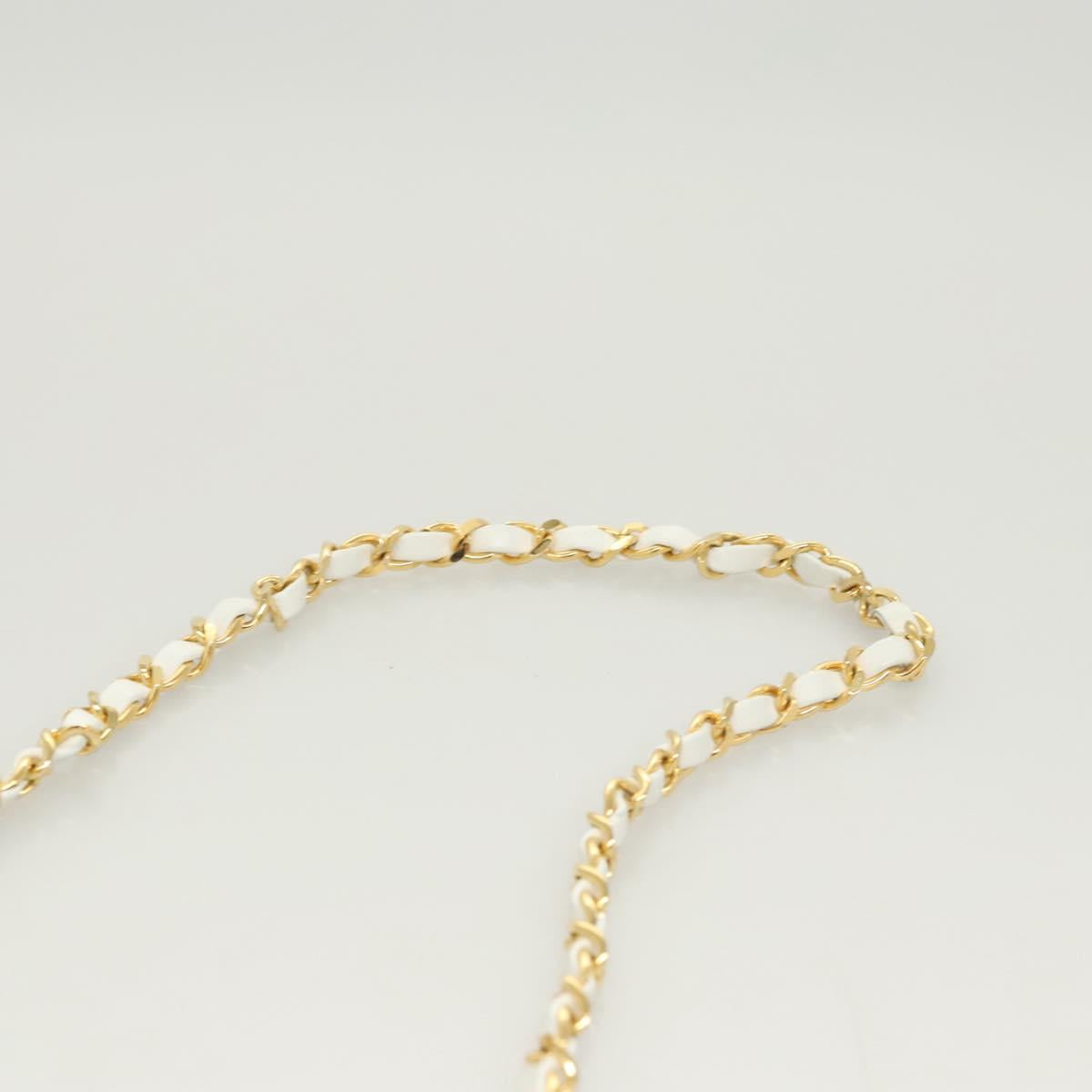 CHANEL Matelasse COCO Mark Chain Bag Lamb Skin White Gold CC Auth 122303V