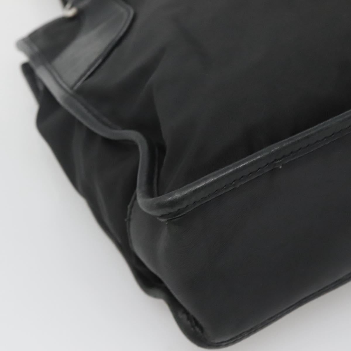 PRADA Tote Bag Nylon Black Silver Auth 122306