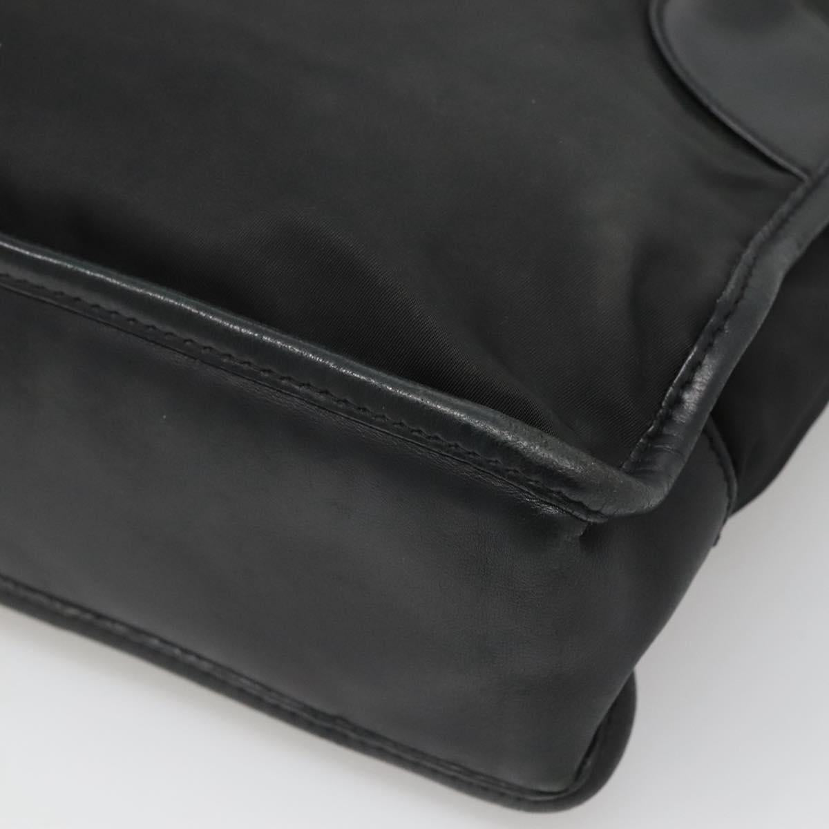 PRADA Tote Bag Nylon Black Silver Auth 122306