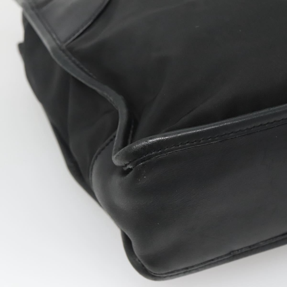 PRADA Tote Bag Nylon Black Silver Auth 122306
