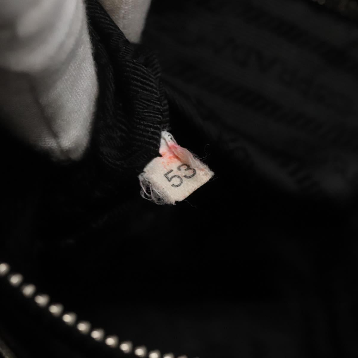 PRADA Tote Bag Nylon Black Silver Auth 122306