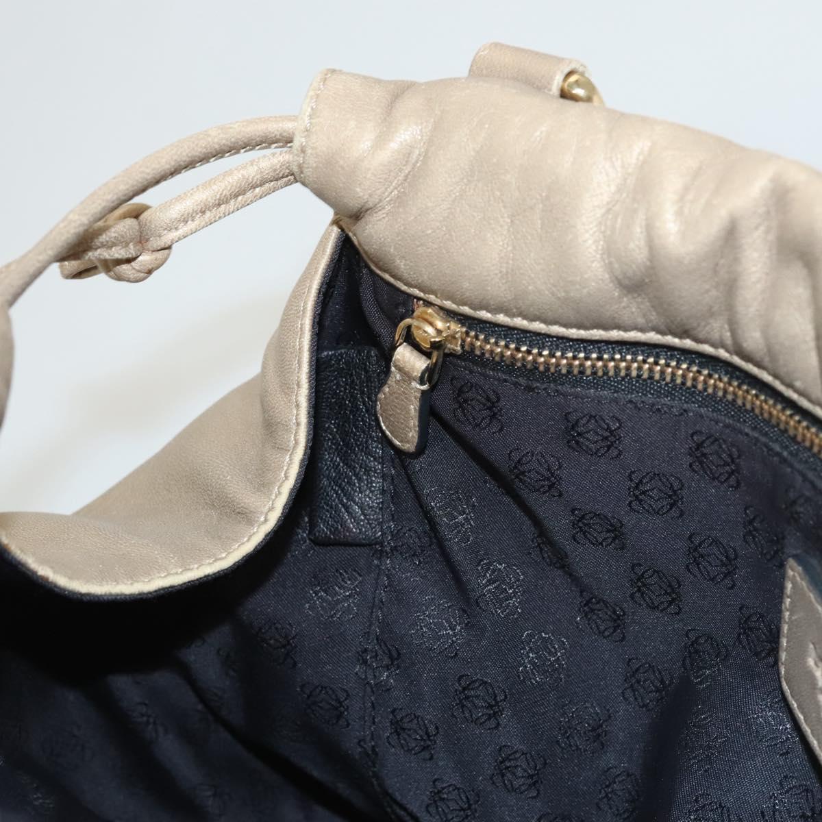 LOEWE Anagram Hand Bag Leather Gold Auth 122309