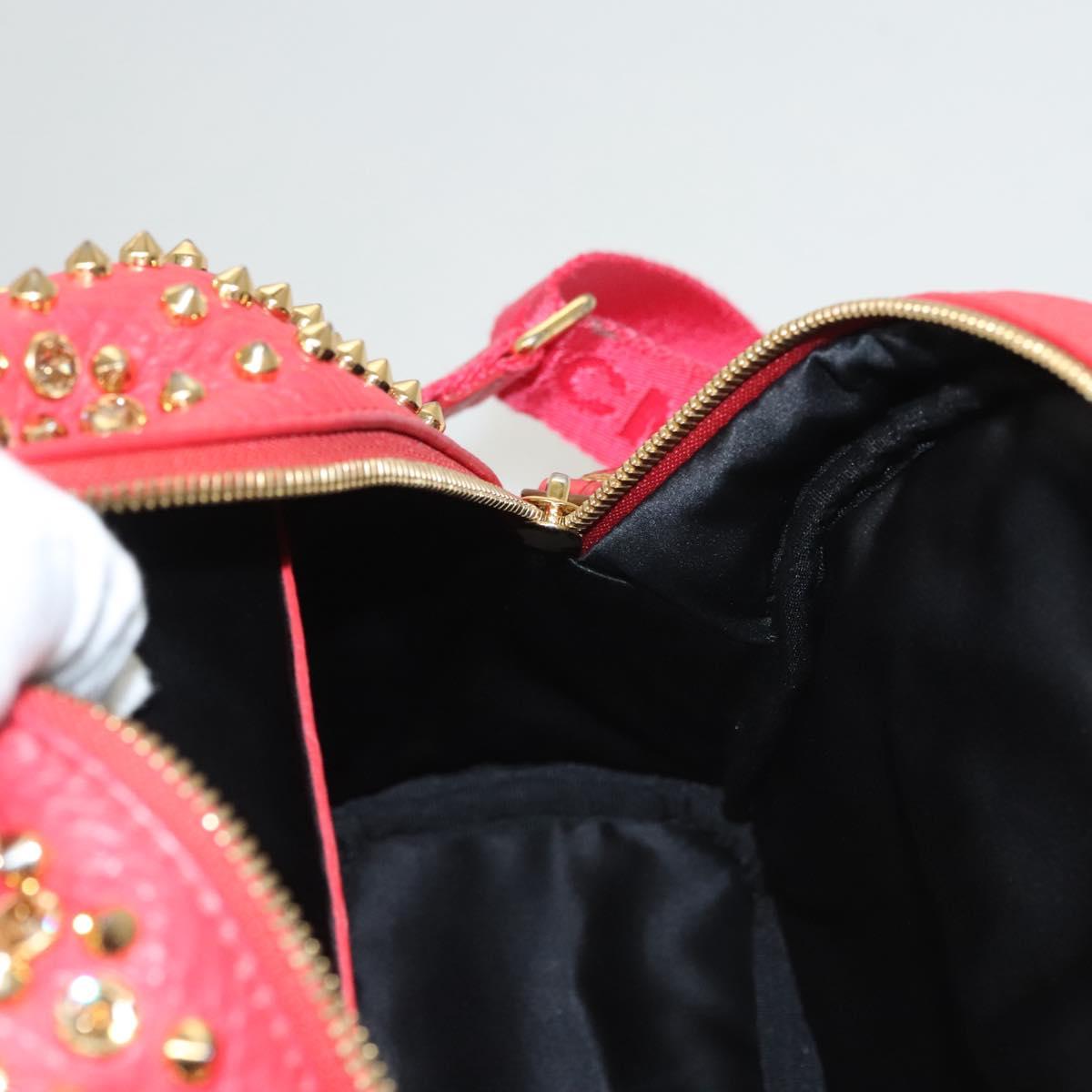 MCM Studs Backpack Leather Red Gold Auth 122310