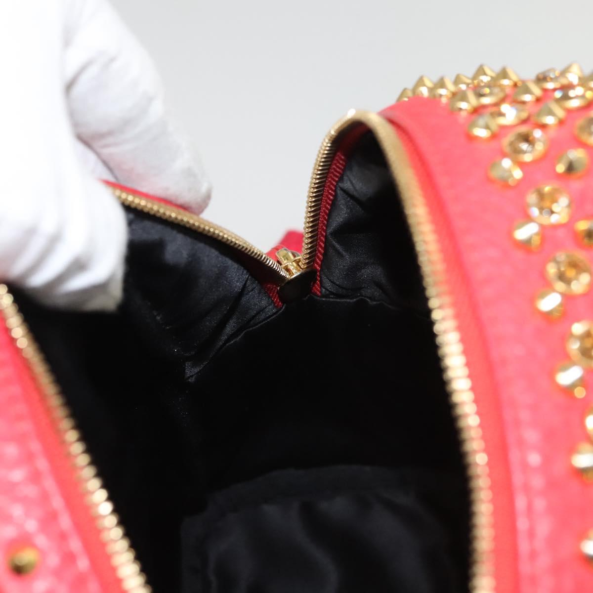 MCM Studs Backpack Leather Red Gold Auth 122310