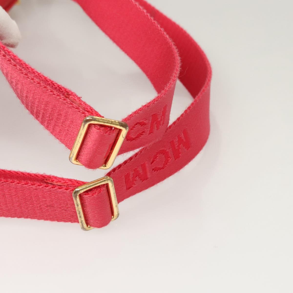 MCM Studs Backpack Leather Red Gold Auth 122310