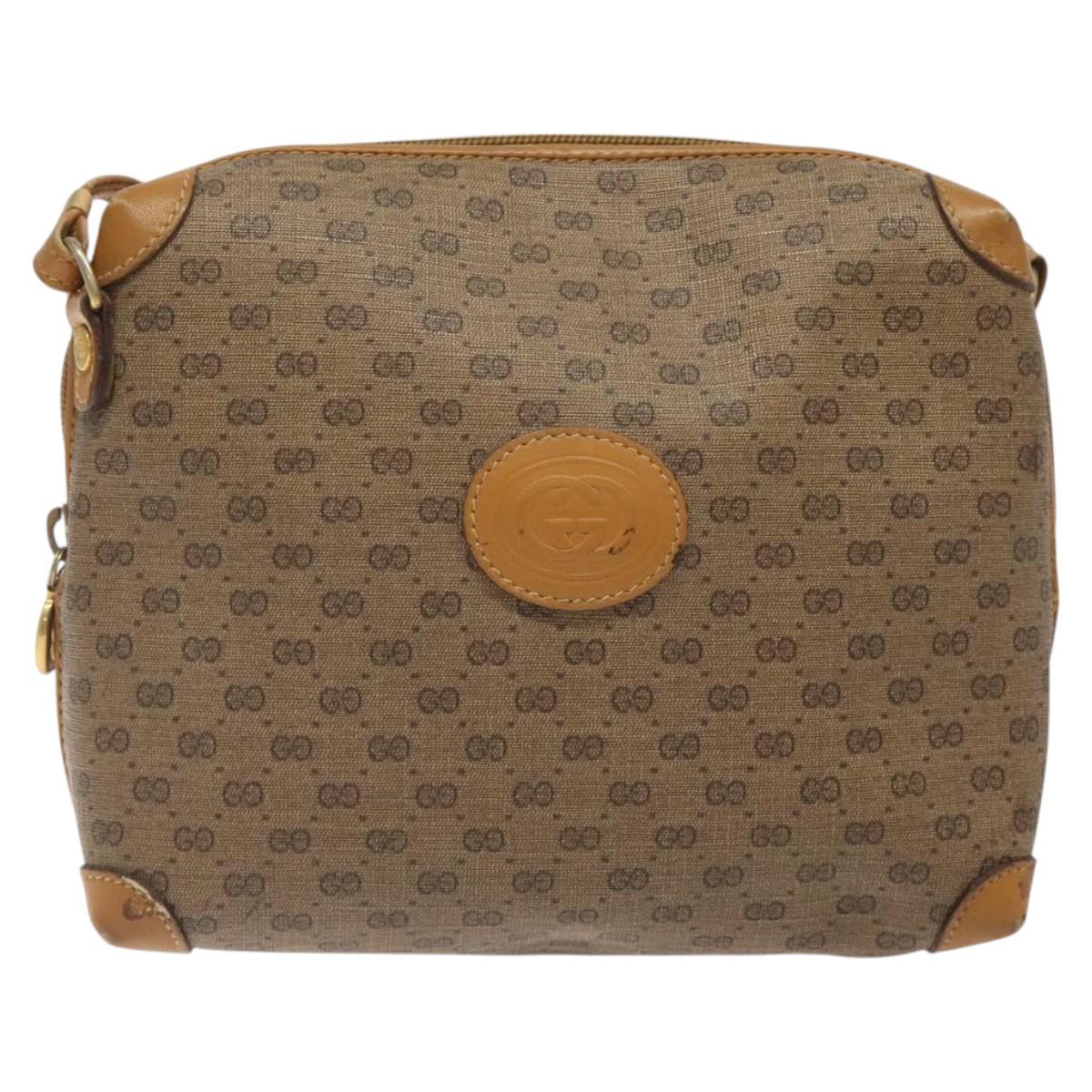 GUCCI Micro GG Supreme Shoulder Bag PVC Brown Gold 007 115 0093 Auth 122311