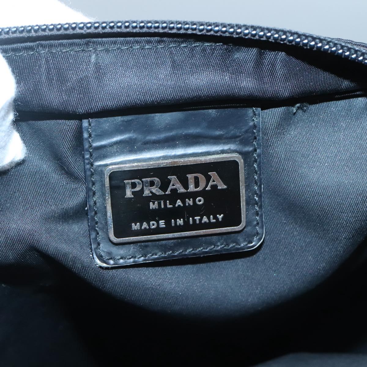 PRADA Shoulder Bag Nylon Black Silver Auth 122312