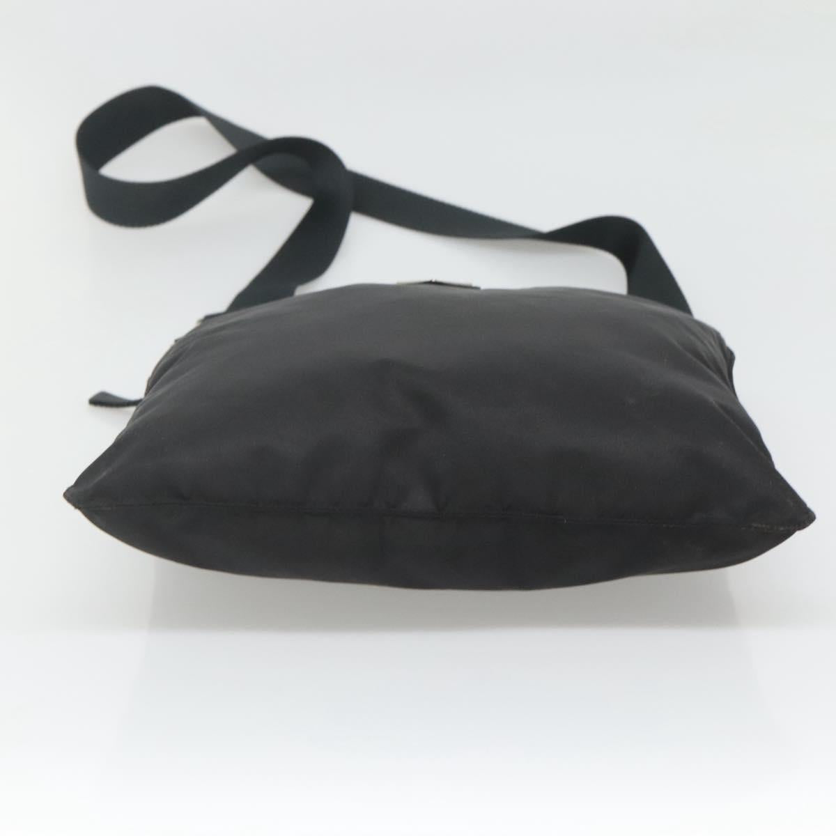 PRADA Shoulder Bag Nylon Black Silver Auth 122312