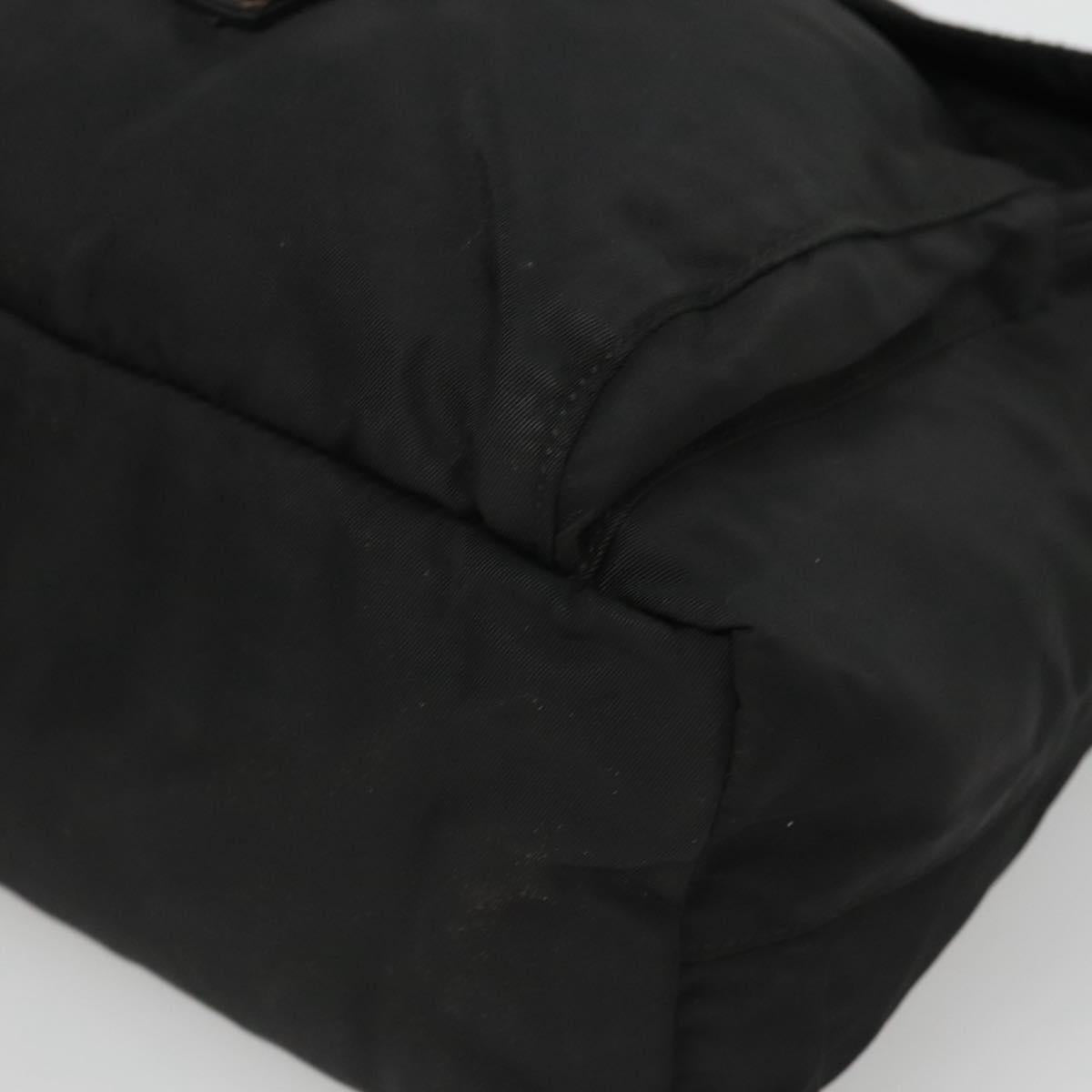 PRADA Shoulder Bag Nylon Black Silver Auth 122318