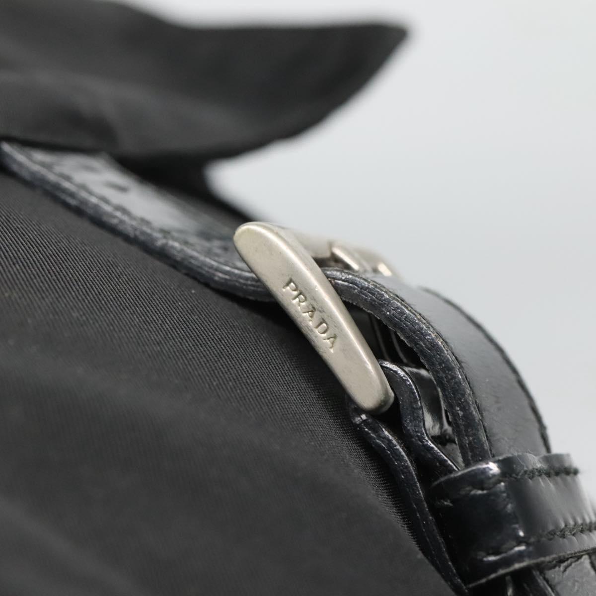 PRADA Shoulder Bag Nylon Black Silver Auth 122318