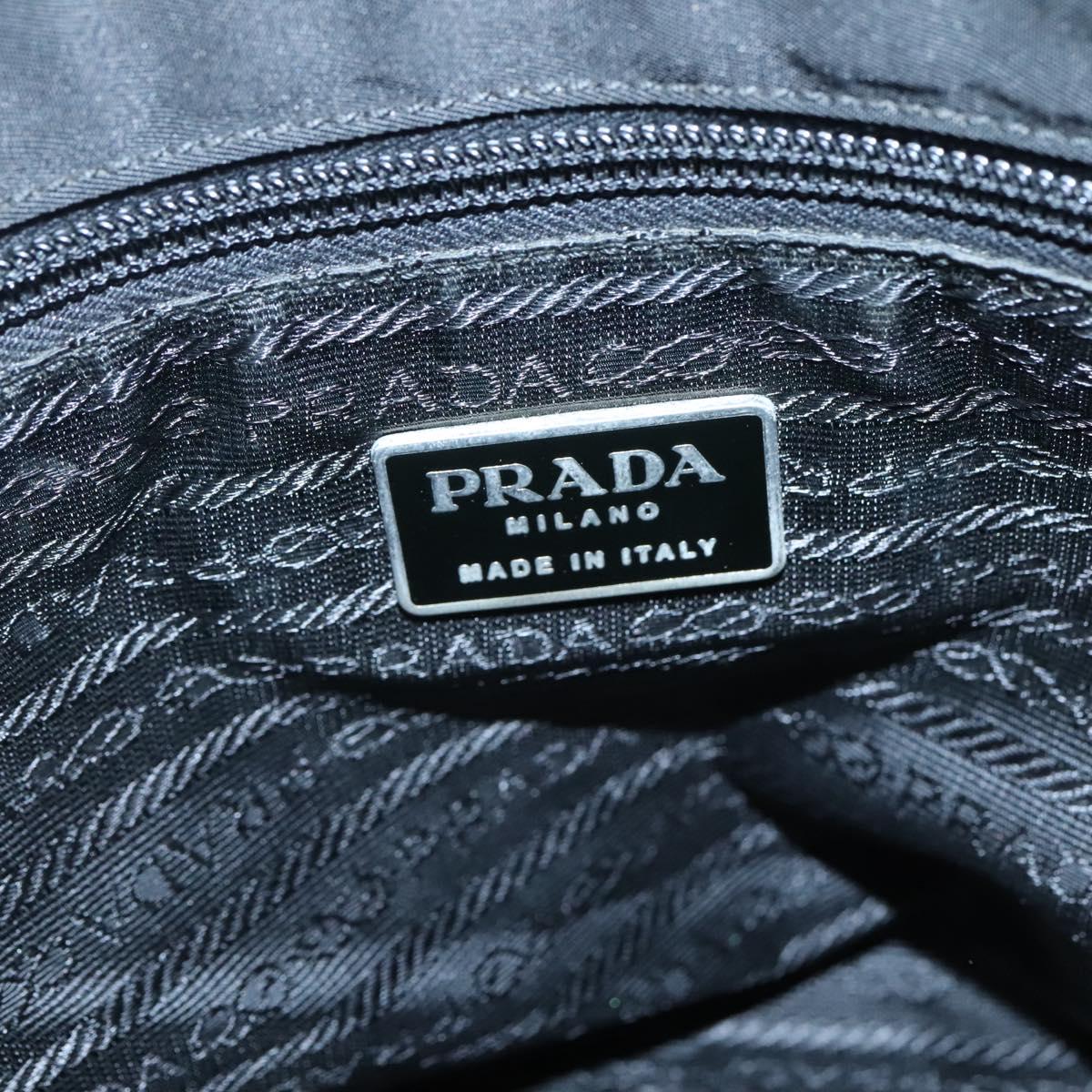 PRADA Shoulder Bag Nylon Black Silver Auth 122318