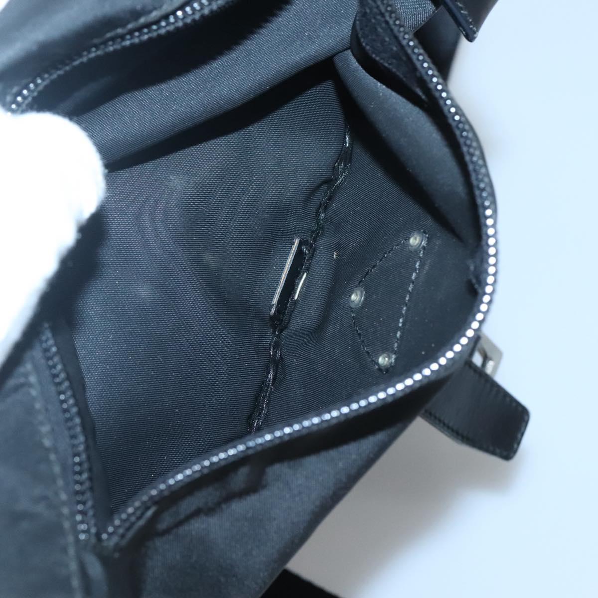PRADA Shoulder Bag Nylon Black Silver Auth 122318