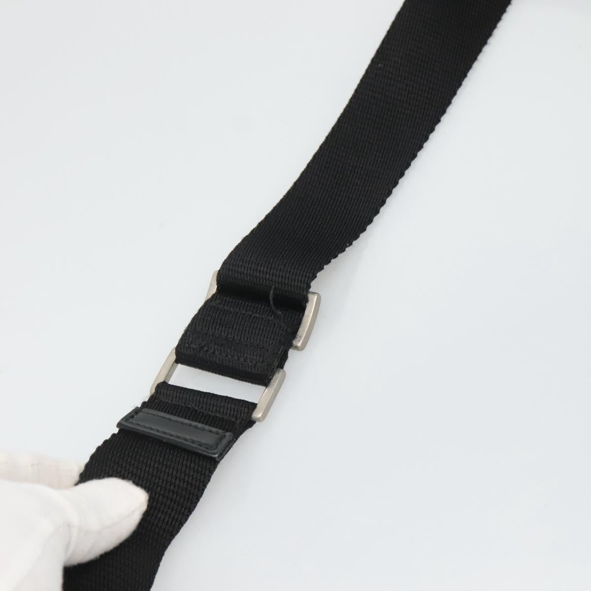 PRADA Shoulder Bag Nylon Black Silver Auth 122318