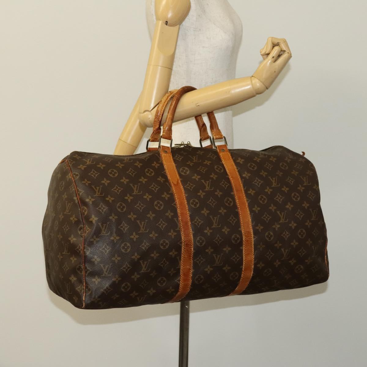 LOUIS VUITTON Monogram Keepall 55 Boston Bag M41424 LV Auth 122337