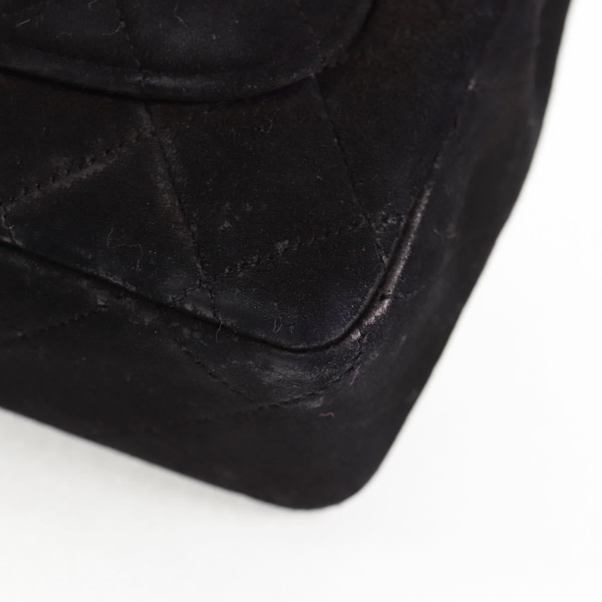 CHANEL Mini Matelasse 17 Single Flap Chain Bag Suede Purple Gold CC Auth 122356